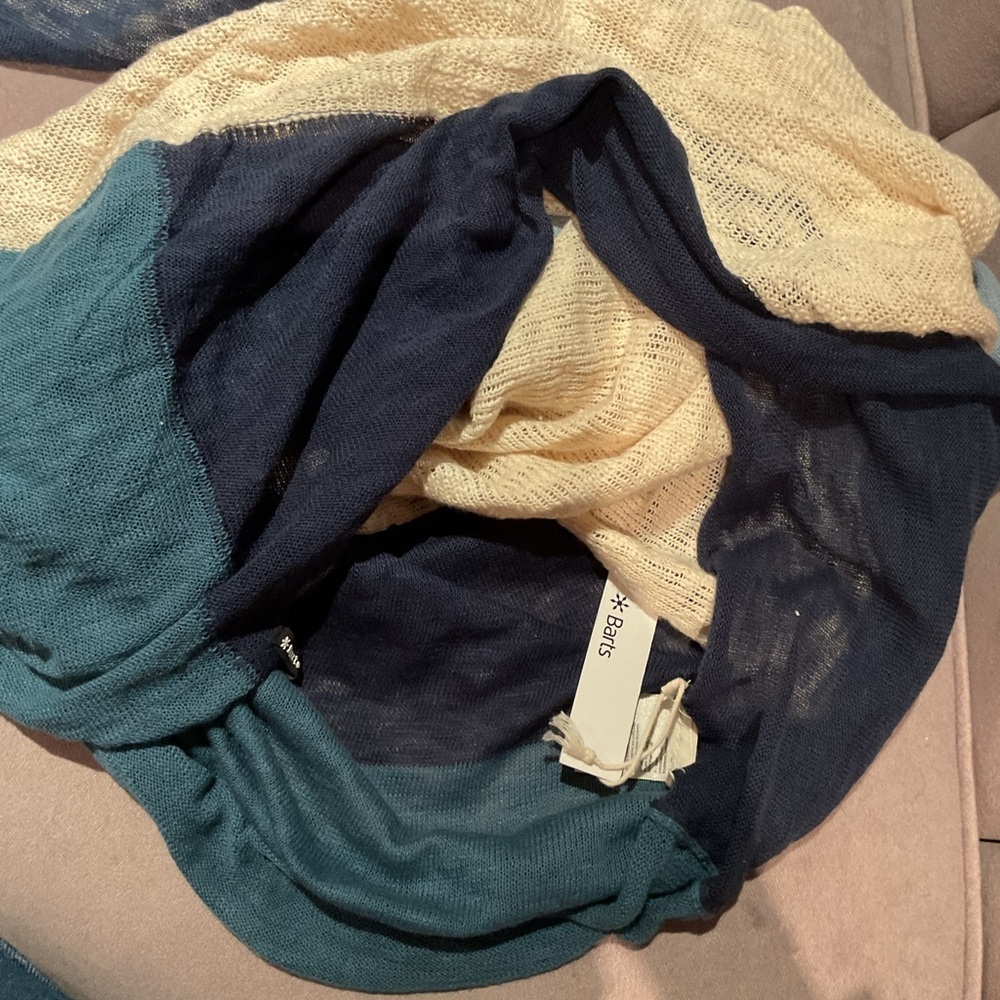 Barts Blue and Cream Knit Scarf NWT